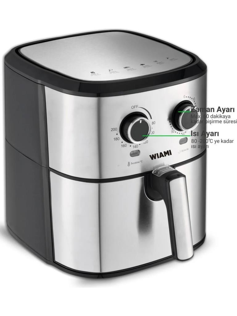 Wiami AirFryer 6.5L Retro Yağsız Fritöz