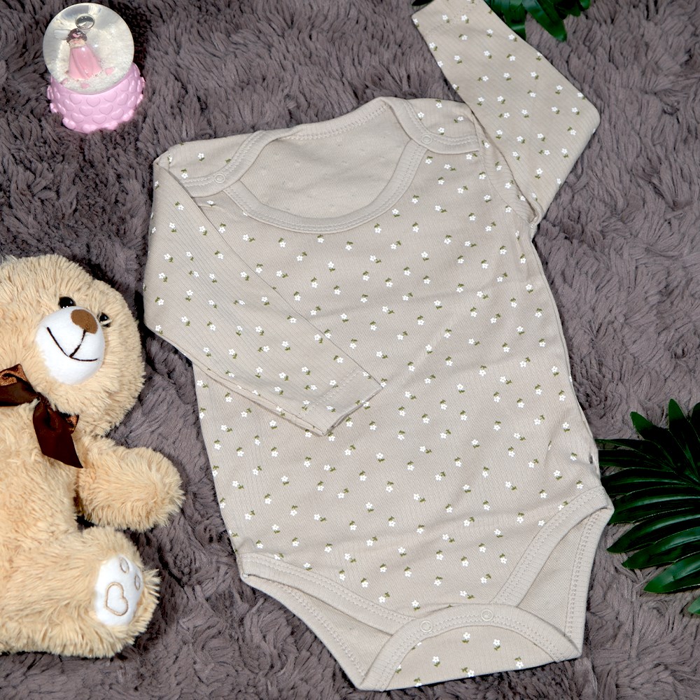 Çiçekli Kahve Bebek Zıbın 1 - 3 Yaş-1 Yaş