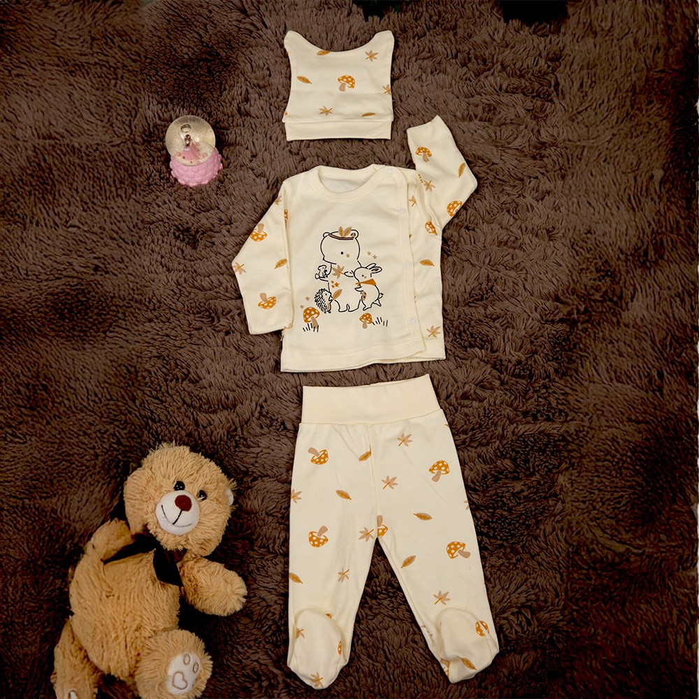 3'Lü Mantar Hastane Çıkış Seti 0 - 3 Ay-Yeni Doğan