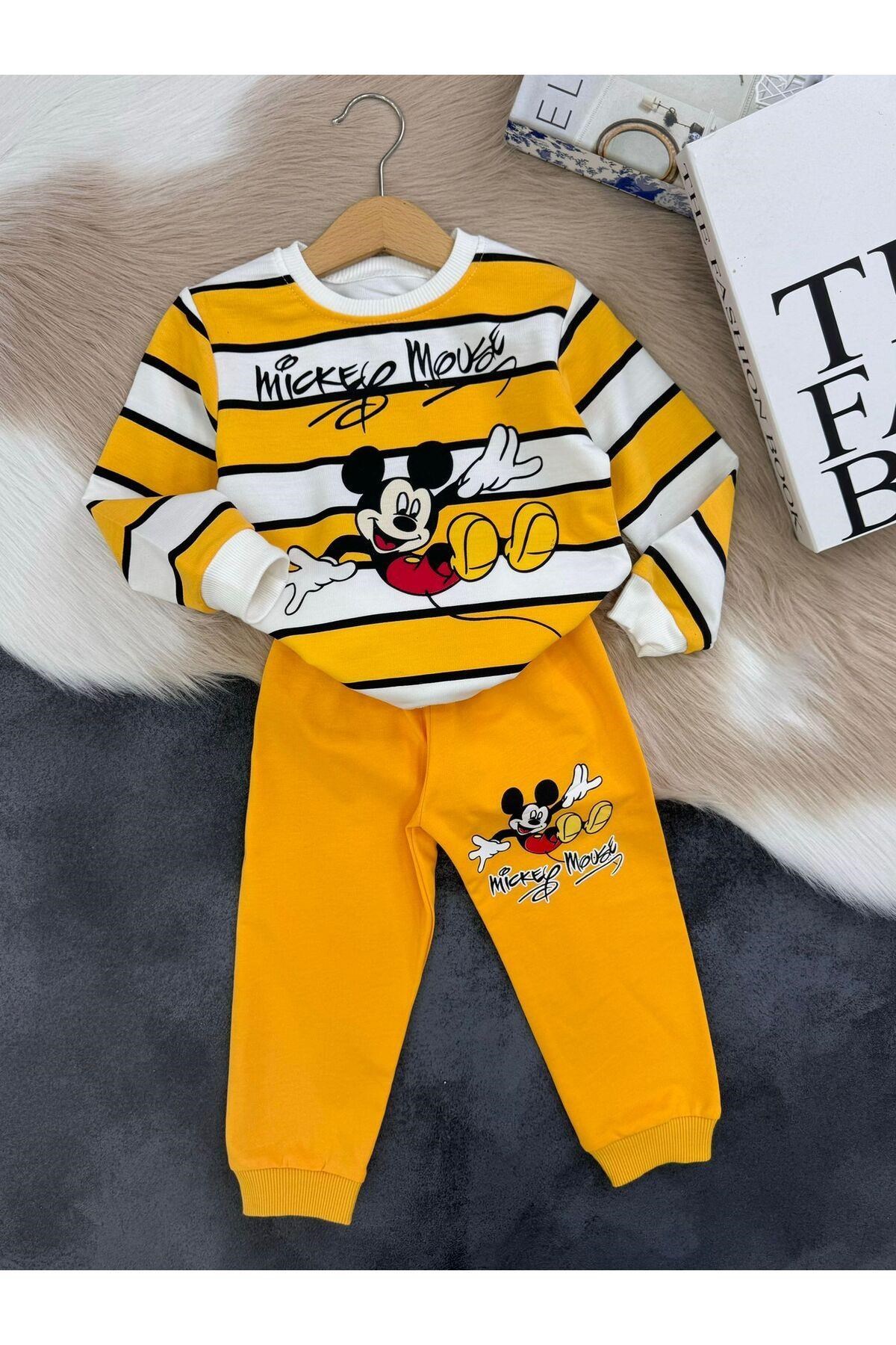 Mickey Mouse Alt Üst Eşofman Takımı Sarı-7-8 Yaş