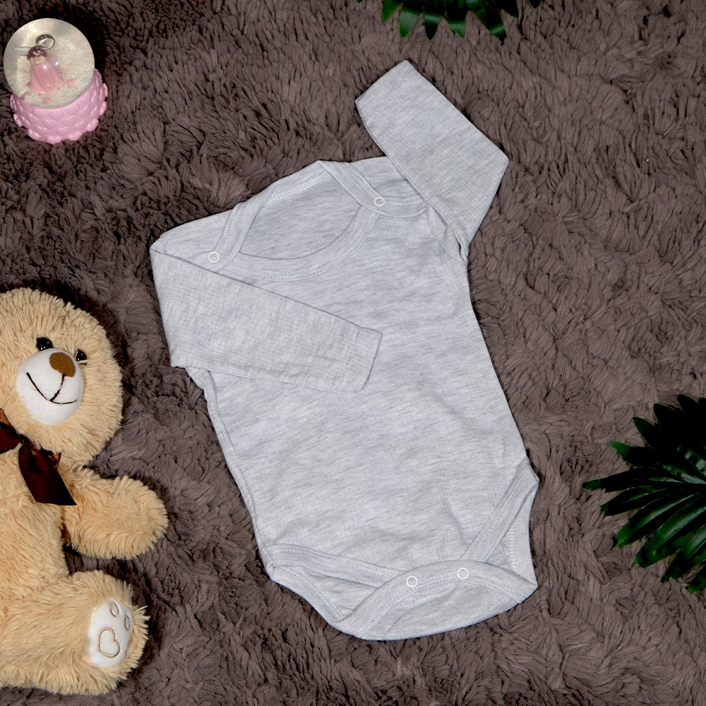 Gri Kollu Zıbın Body 0-12 Ay-1 Ay