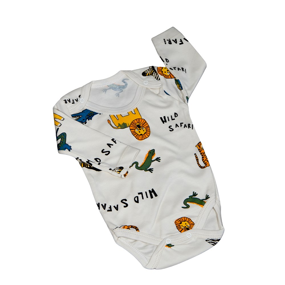 Wild Safari Baskılı Uzun Kollu Bebek Zıbını-3 Yaş