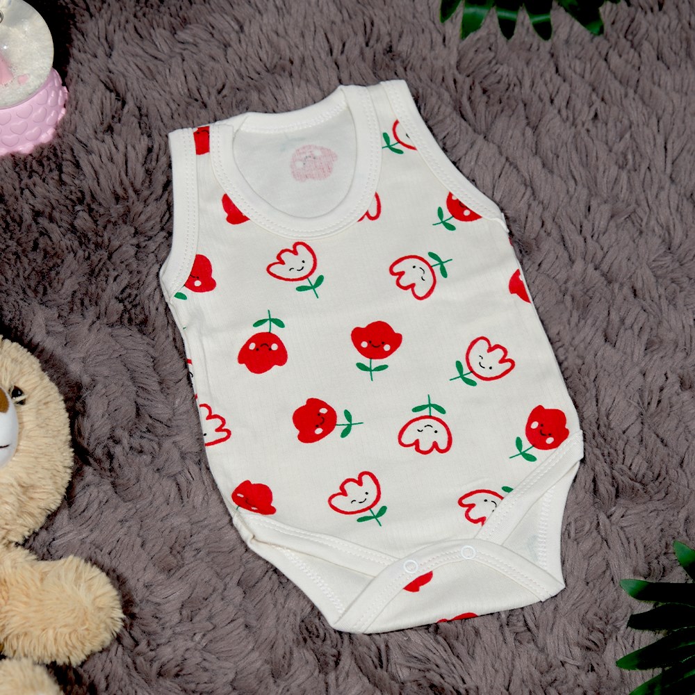 Lale Baskılı Zıbın Body 0 - 9 Ay-1 Ay