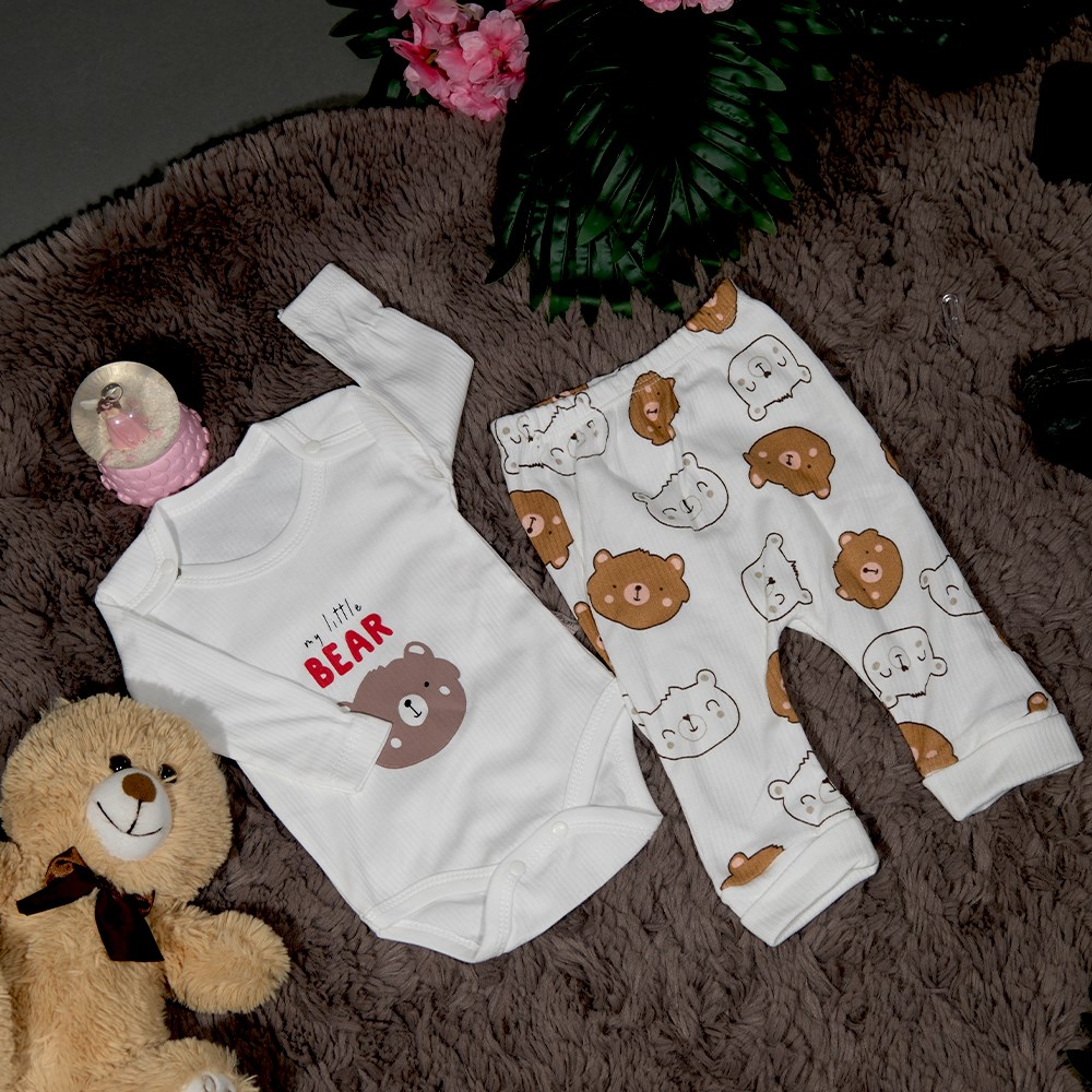 Bear Baskılı 2'Li Takım 3 - 9 Ay-3 AY