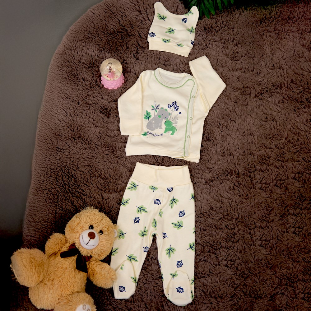 Hastane Çıkış Seti 3Lü Yaprak Desenli 0 - 3 Ay-3 AY