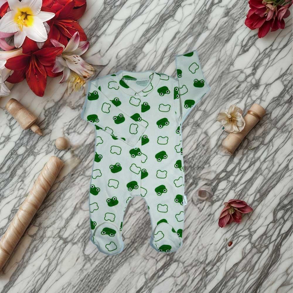 Kurbağa Desenli Patikli Tulum 0 - 6 Ay-Yeni Doğan