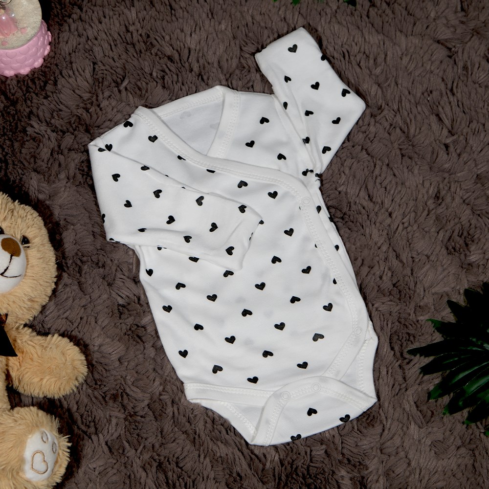 Kalp Desenli Eldivenli Kundak Body Zıbın Yeni Doğan-Yeni Doğan
