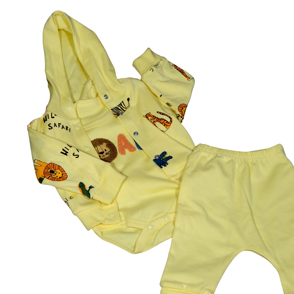 Safari Temalı Sarı 2'li Bebek Takımı-Yeni Doğan