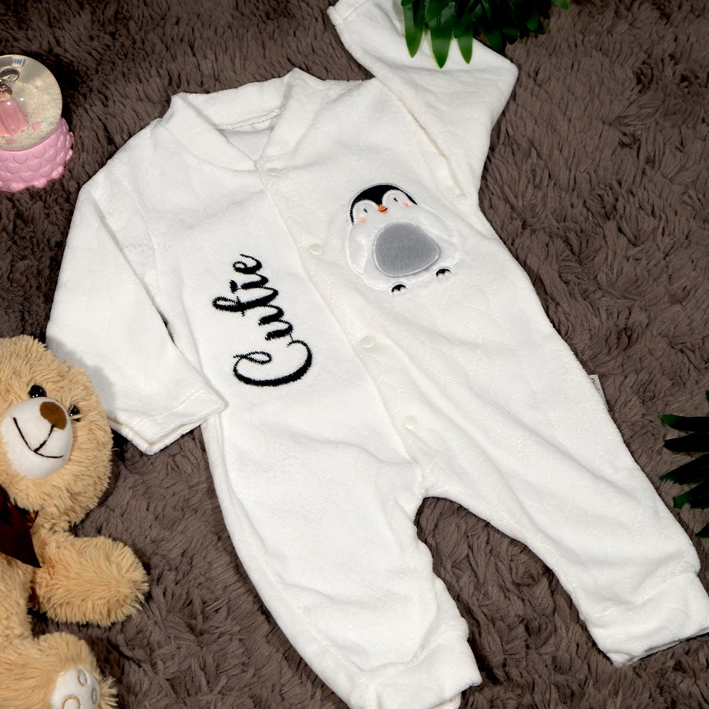 Yaprak Desenli Kadife Tulum 1 - 6 Ay-1 Ay