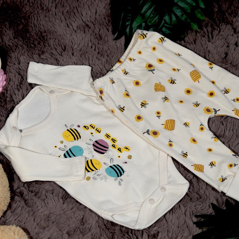 Arılı Kollu 2'Li Body Takım 3-9 Ay-1 Ay