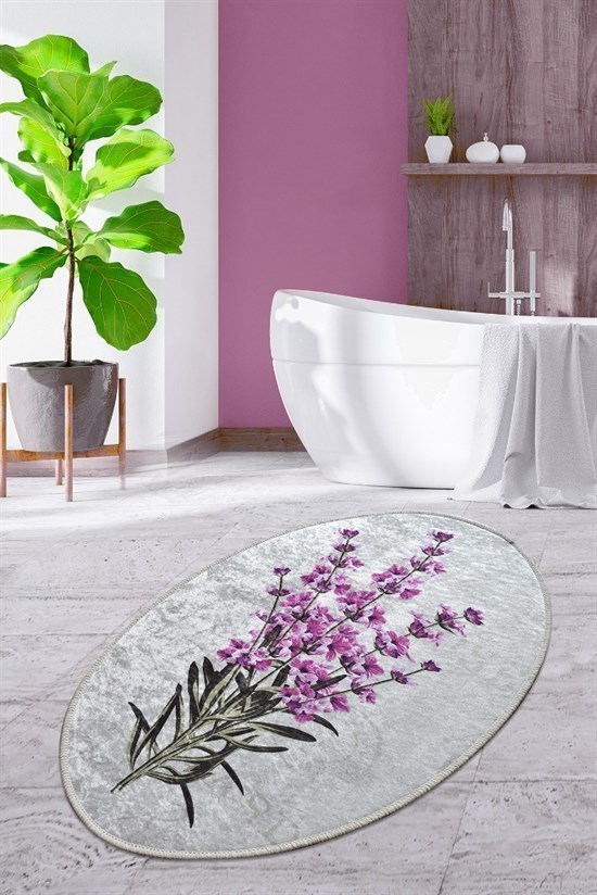 Lavender Oval Djt 60X90 Cm Banyo Banyo Paspası-21999