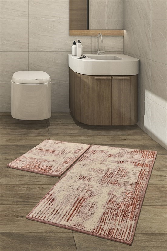 Lınen Floslu Cotton Tarçın 2 Li Set Banyo Halısı, Paspas Seti-22068