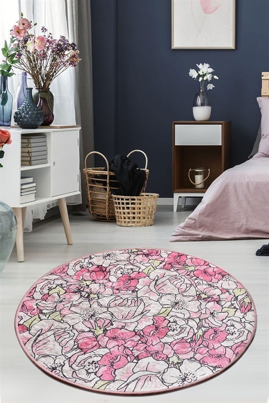 Rosa Pink Djt Çap 200X200 Cm Salon,Koridor, Dekoratif Halı-23005