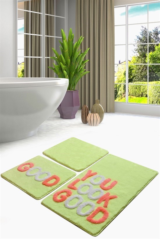 Good Neon Yeşil 3 Lü Set Banyo Halısı, Paspas-21401