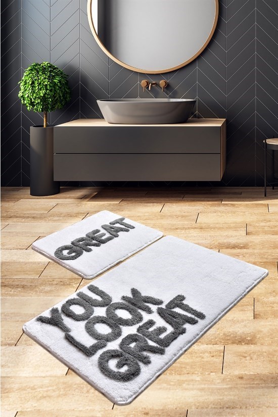 Great Beyaz 2 Lı Set Banyo Halısı, Paspas-21413