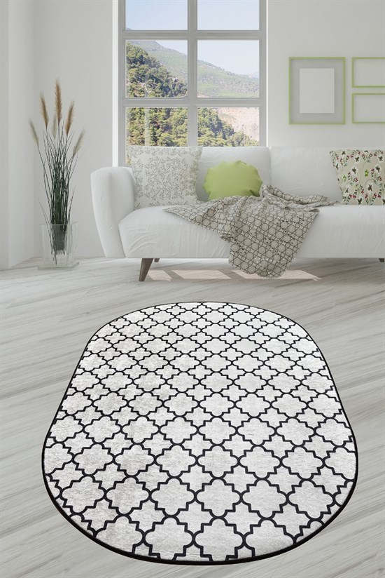 Kupa Oval Beyaz Djt 140X190 Cm Dekoratif Modern Halı-21936