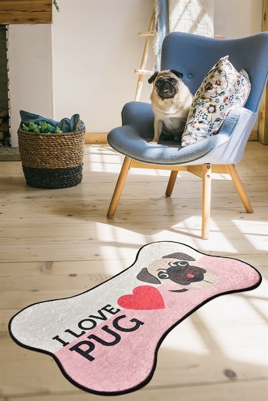 I Love Pug Djt 70X120 Cm Pet Paspası, Köpek Paspası, Halısı-21685