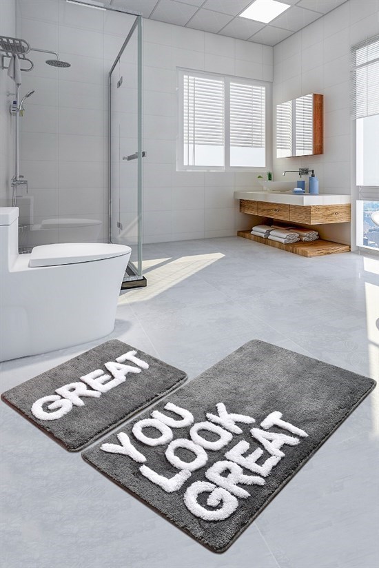 Great Gri 2 Lı Set Banyo Halısı, Paspas-21415