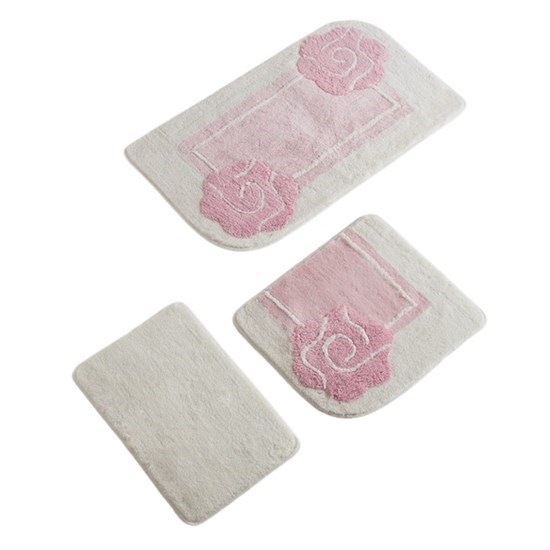 Dolce Pembe 3Lü Set Banyo Halısı-21035