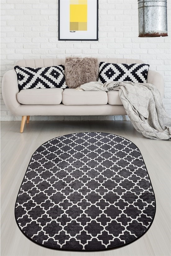 Kupa Oval Siyah Djt 120X180 Cm Dekoratif Modern Halı-21939