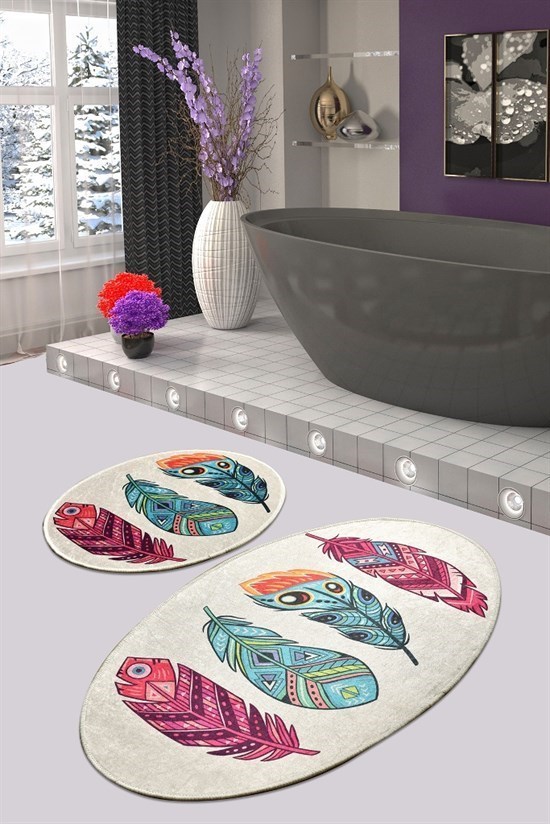 Feather Djt 2 Lı Set Banyo Halısı, Paspas-21182