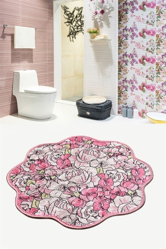 Rosa Pink Shape Djt 200X200 Cm Banyo Paspası Klozet Takımı-23010