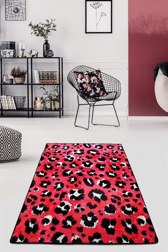 Leopard Pink Djt 100X300 Cm Kaymaz Taban Dekoratif Halı-22032