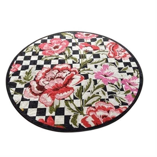 Black Rose Djt Çap 120 Cm Kaymaz Taban Dekoratif Halı-20421