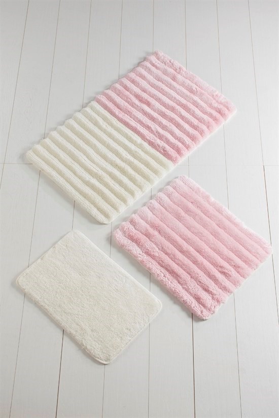 Soft Pembe 3Lü Set Banyo Halısı-23185