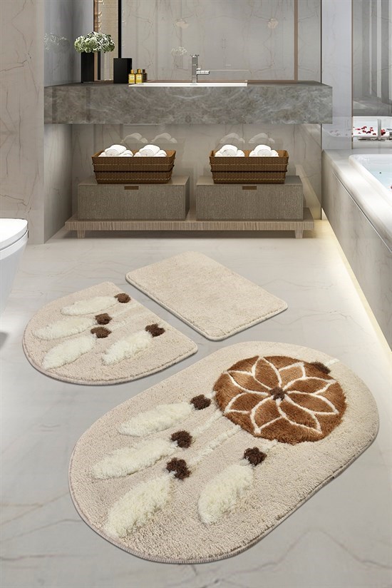 Rüya Kahve 3Lü Set Banyo Halısı-23070