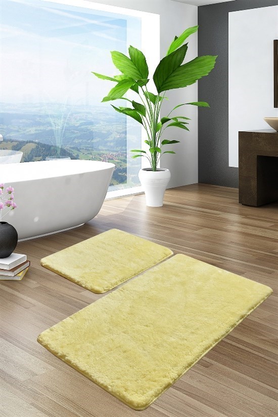 Havaı Limon 2 Lı Set Klozet Takımı, Banyo Paspas Seti Halısı-21522