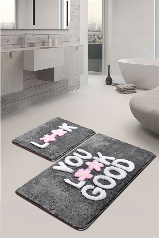 Look Gri 2 Lı Set Banyo Halısı, Paspas-22127