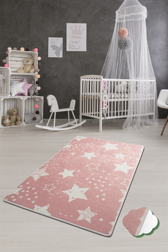 Stars 100X160 Pembe Çocuk Ve Bebek Halısı-23239