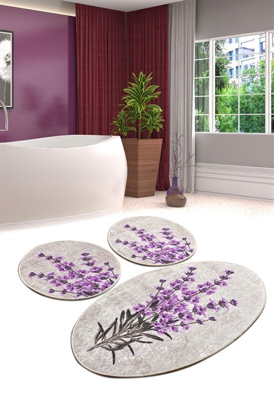 Lavender Djt 3 Lü Set Banyo Paspası Klozet Takımı-21993