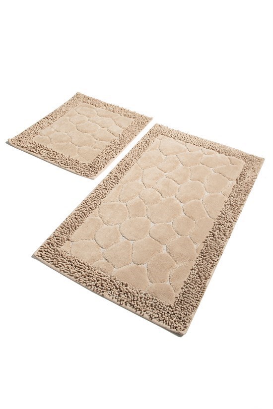 Stone Cotton Bej 2 Li Set Banyo Halısı, Paspas-23262