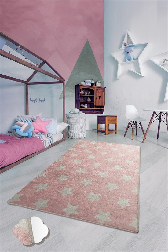 Yıldız 100X160 Pembe Çocuk Ve Bebek Halısı-23594