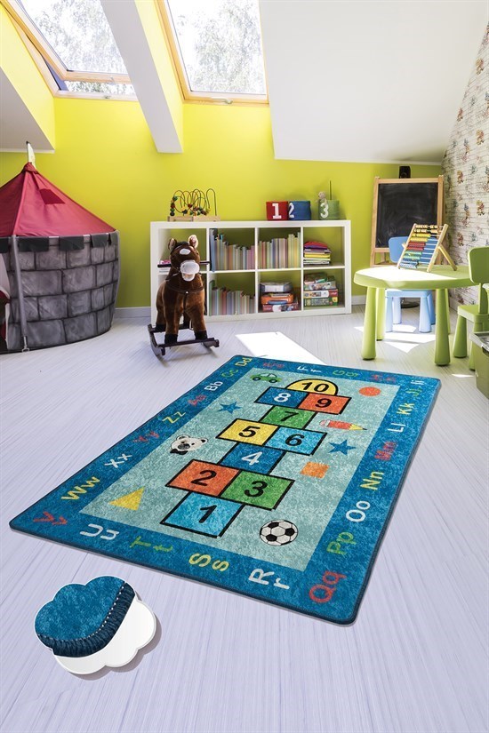 Seksek Mavi 140X190 Çocuk Ve Bebek Halısı-23096