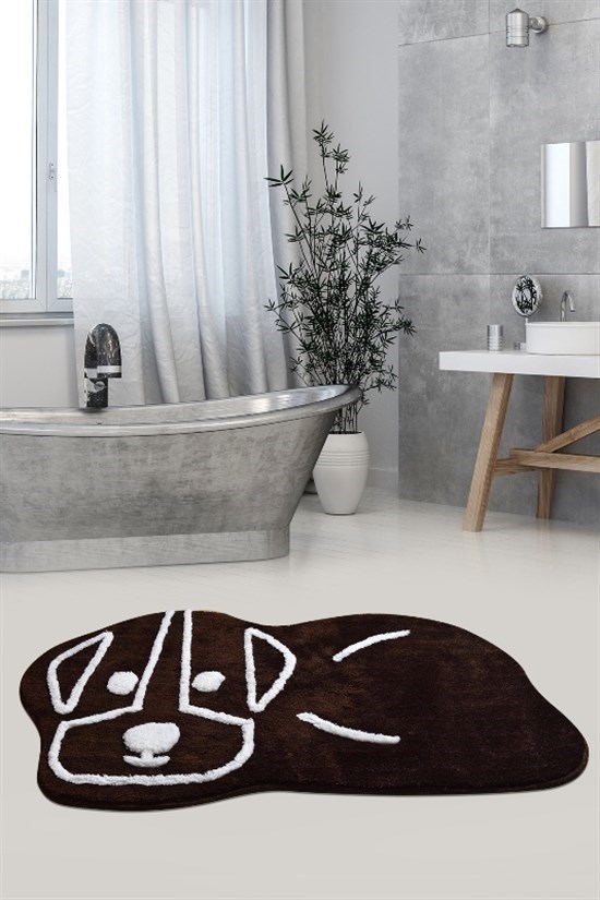 Sweet Dog Kahve 70X120 Cm Klozet Takımı, Banyo Paspas Seti Halısı-23323