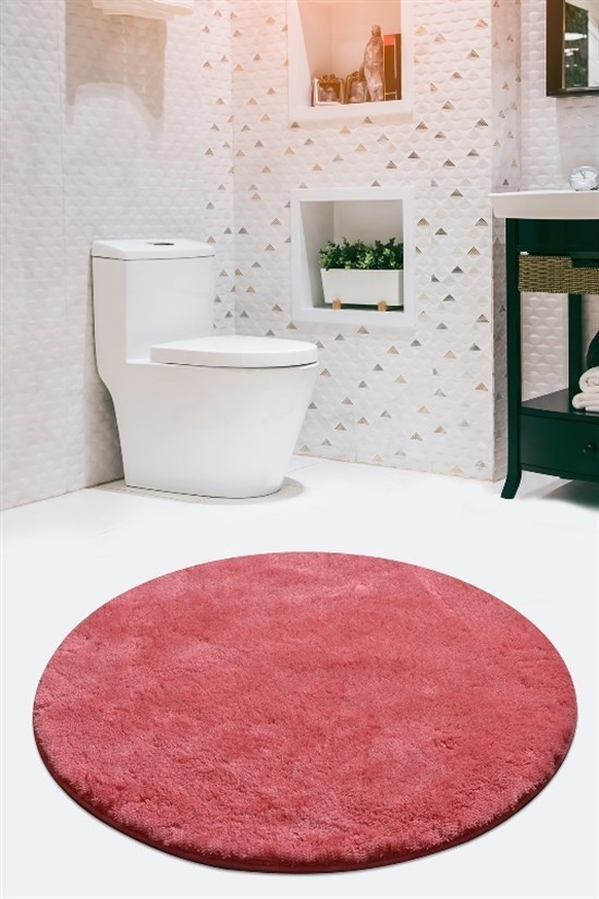 Havaı Çap Rose 90X90 Cm Klozet Takımı, Banyo Paspas Seti Halısı-21486