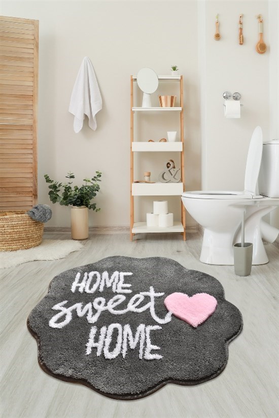 Home Sweet Home Füme Çap Klozet Takımı, Banyo Paspas Seti Halısı-21627