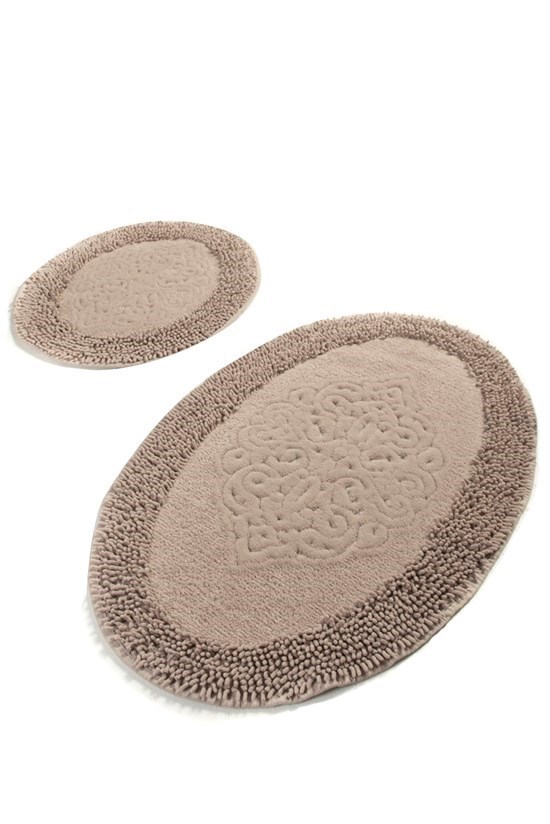 Pıante Oval Cotton Bej 2 Lı Set Banyo Halısı, Paspas-22735