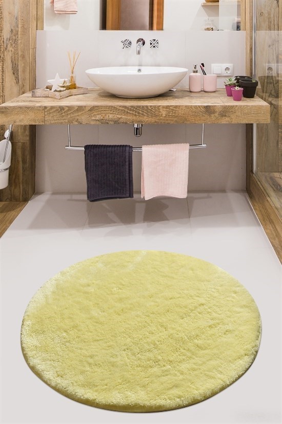 Havaı Limon 90X90 Cm Klozet Takımı, Banyo Paspas Seti Halısı-21524