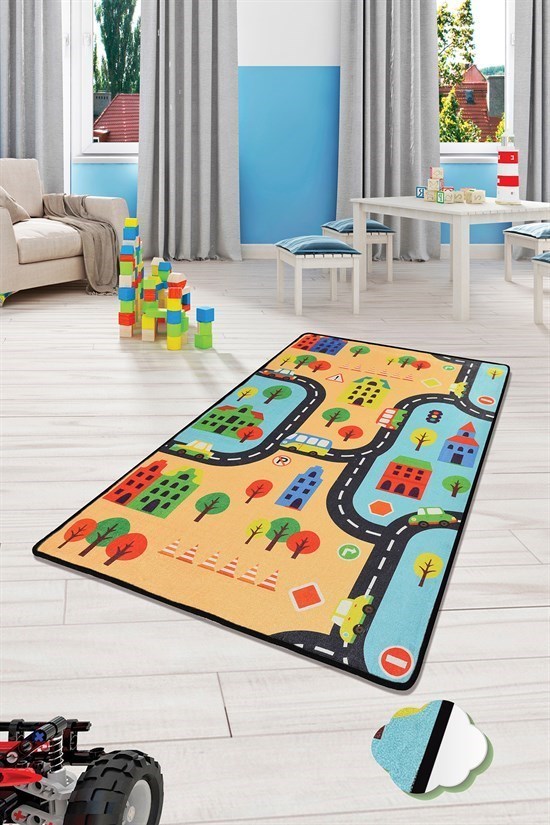 Road 100X160 Renklı Çocuk Ve Bebek Halısı-22945