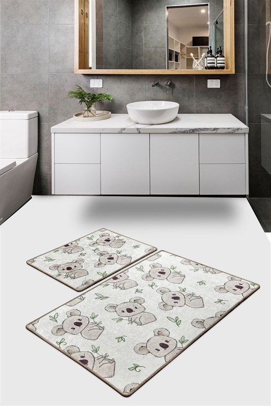 Koala Ekru Djt 2 Lı Set Banyo Halısı, Paspas-21898