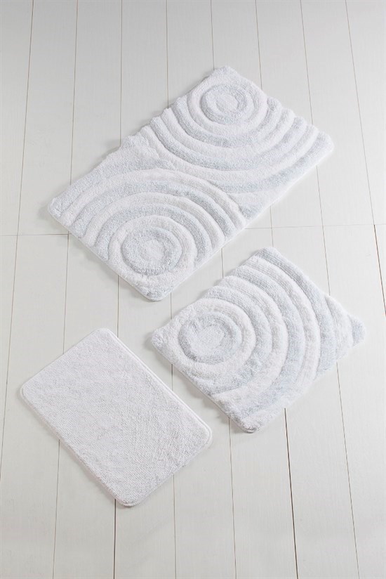 Wave Beyaz 3Lü Set Banyo Halısı-23482