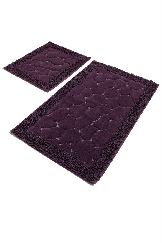 Stone Cotton Mor 2 Li Set Banyo Halısı, Paspas-23265