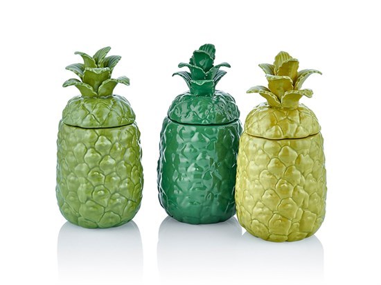 Yeşil-Sarı-Mavi 3 Lu Ananas Baharatlık 9X9X20 Cm (30) - 35542