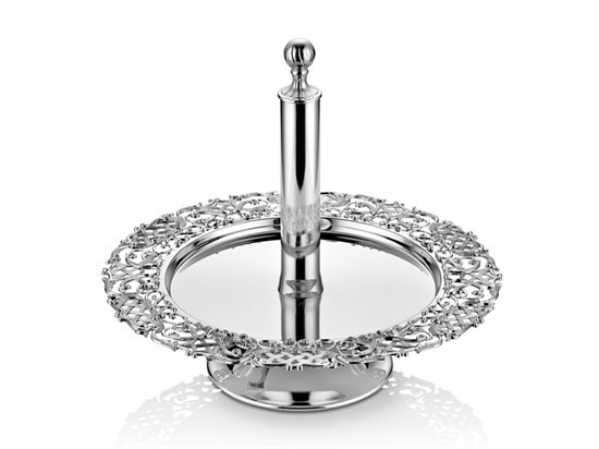 Gümüş Çiçek Desenli Ayaklı Etejer (33 Cm) (12) - 34666