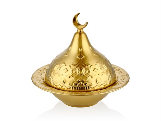 Altın Kaplama Hilal Desen Büyük Lokumluk 28 Cm (4) - 34729